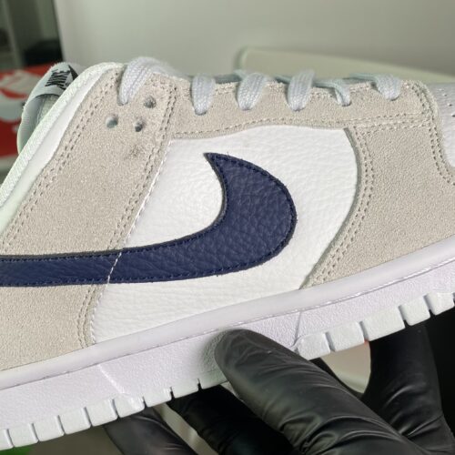 Nike Dunk Low “White Grey Navy Aqua Mini Swoosh” - Image 3