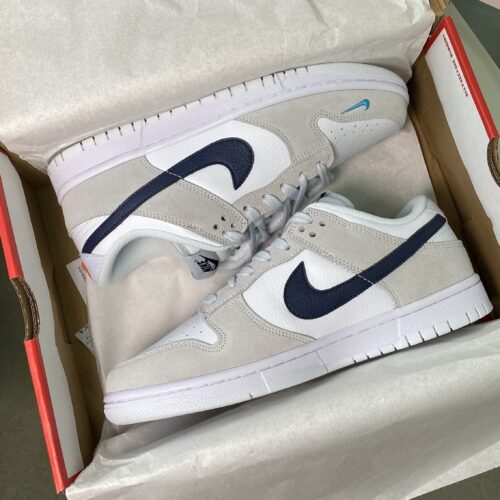 Nike Dunk Low “White Grey Navy Aqua Mini Swoosh” - Image 8